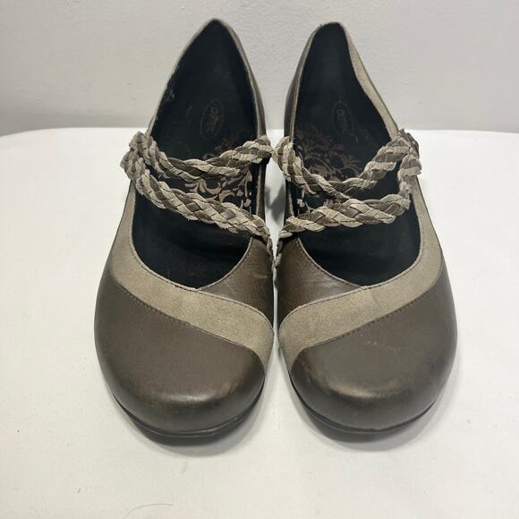 Aetrex Shoes Mary Janes Brown Gray Leather Braided Strap Comfort Casual 10.5/42 - Picture 3 of 8